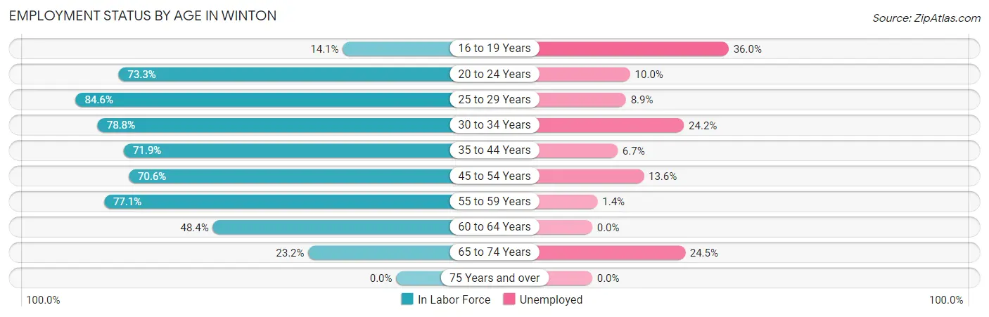 Employment Status by Age in Winton