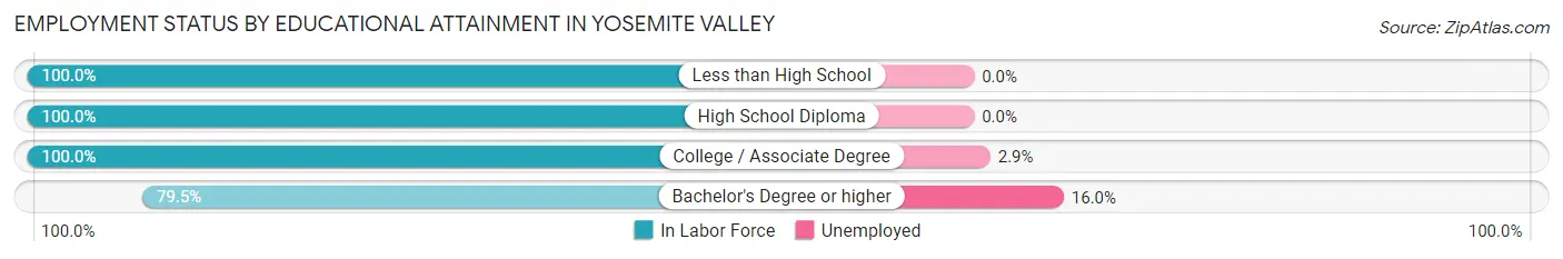 Employment Status by Educational Attainment in Yosemite Valley