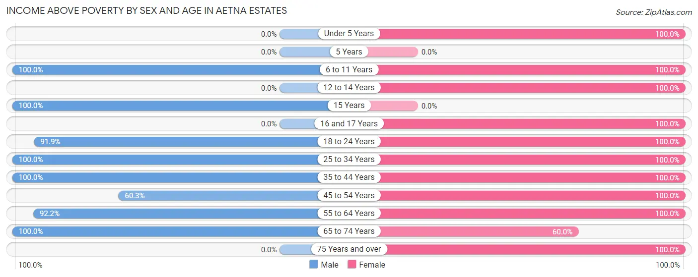 Income Above Poverty by Sex and Age in Aetna Estates