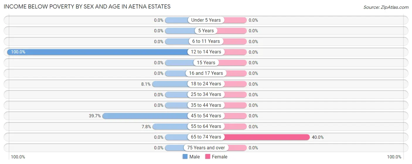 Income Below Poverty by Sex and Age in Aetna Estates