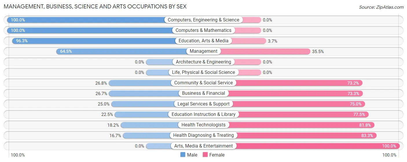 Management, Business, Science and Arts Occupations by Sex in Bayfield