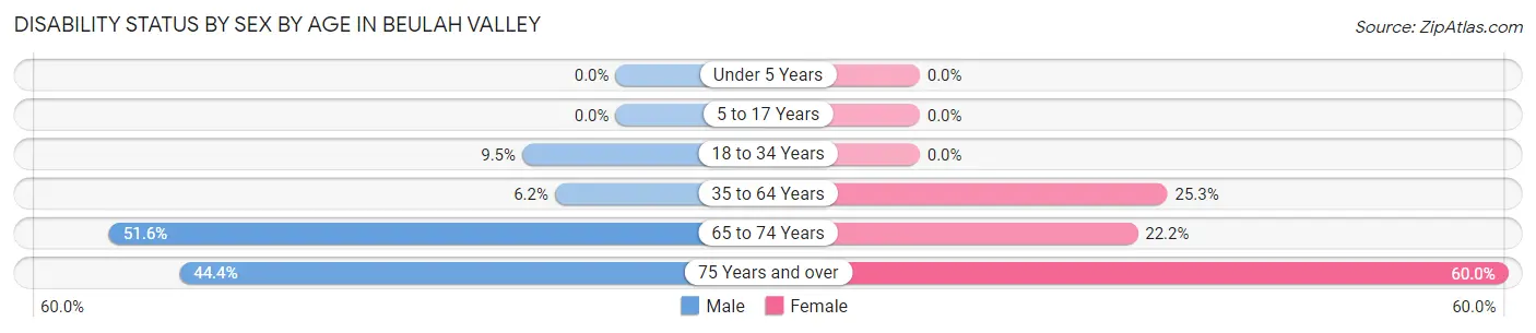 Disability Status by Sex by Age in Beulah Valley