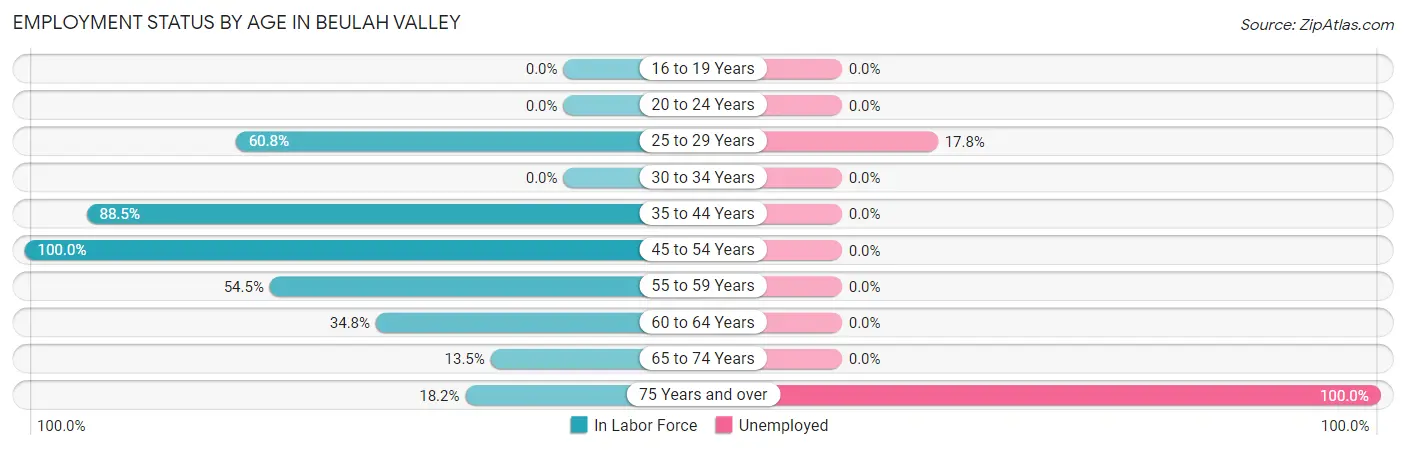 Employment Status by Age in Beulah Valley