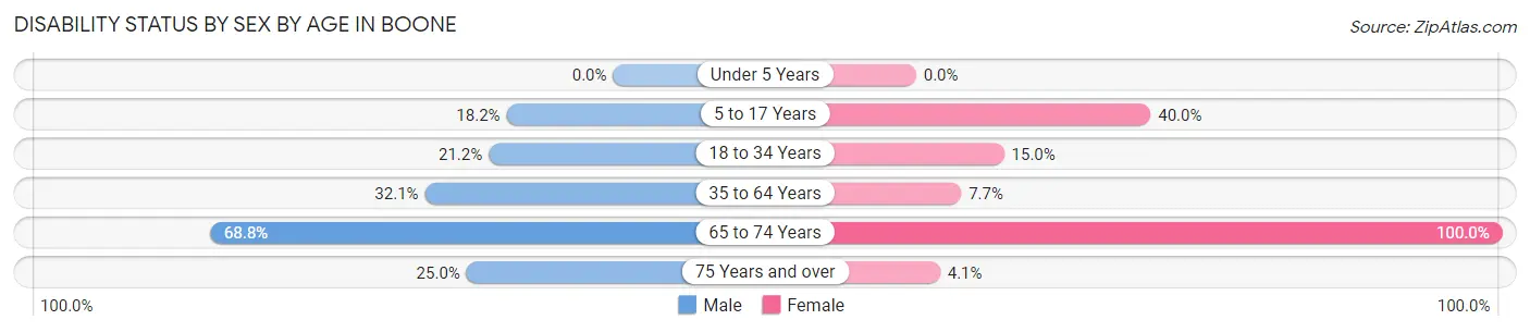 Disability Status by Sex by Age in Boone