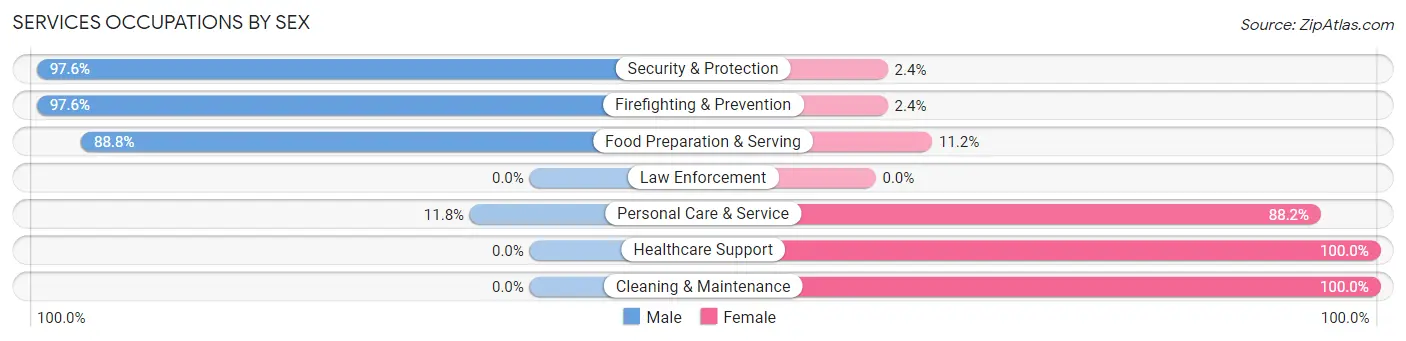 Services Occupations by Sex in Breckenridge