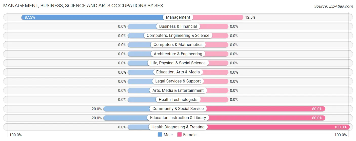 Management, Business, Science and Arts Occupations by Sex in Briggsdale