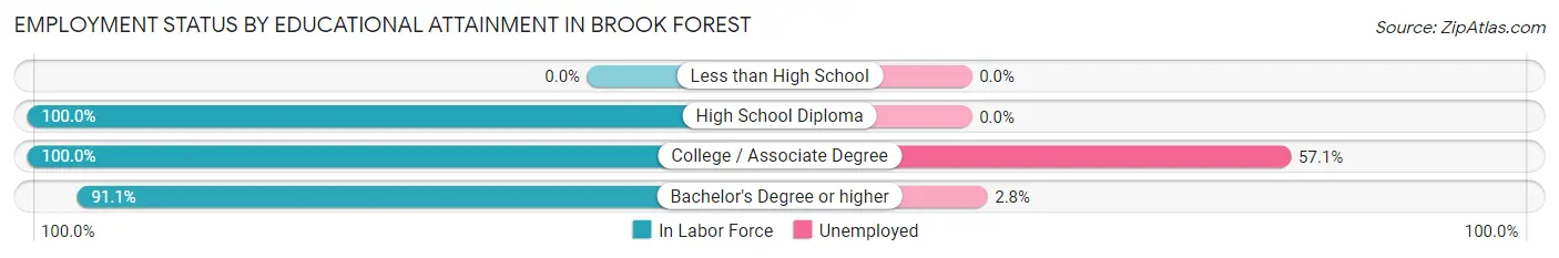 Employment Status by Educational Attainment in Brook Forest