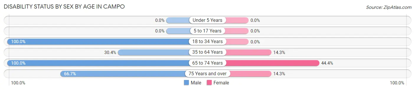 Disability Status by Sex by Age in Campo