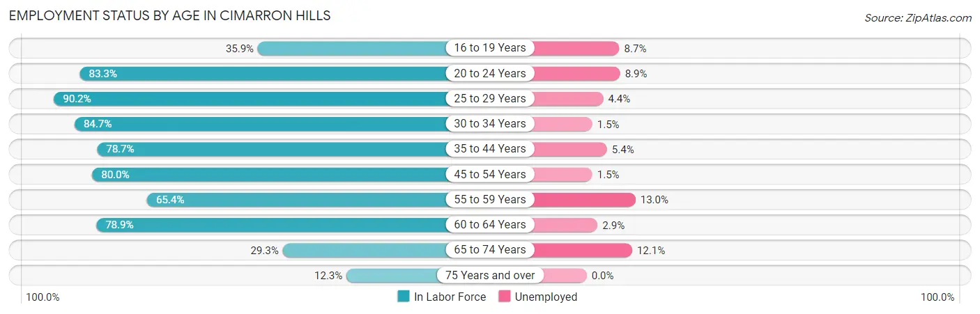 Employment Status by Age in Cimarron Hills