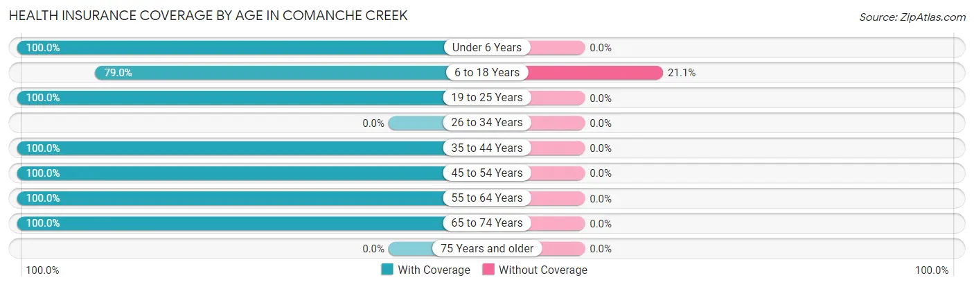 Health Insurance Coverage by Age in Comanche Creek