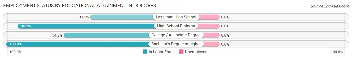 Employment Status by Educational Attainment in Dolores