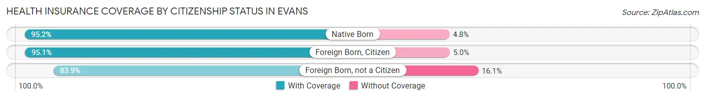 Health Insurance Coverage by Citizenship Status in Evans