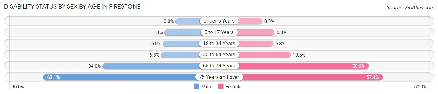 Disability Status by Sex by Age in Firestone