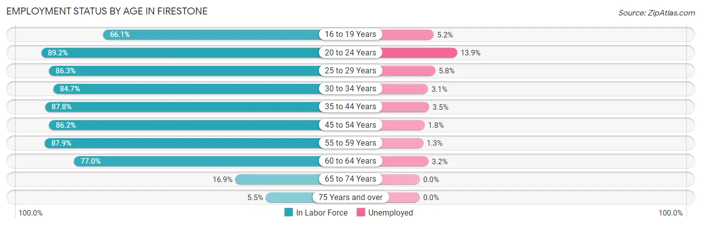 Employment Status by Age in Firestone