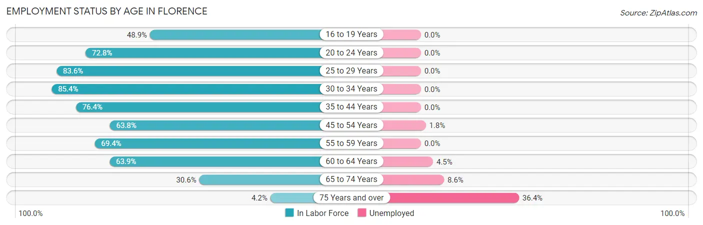 Employment Status by Age in Florence