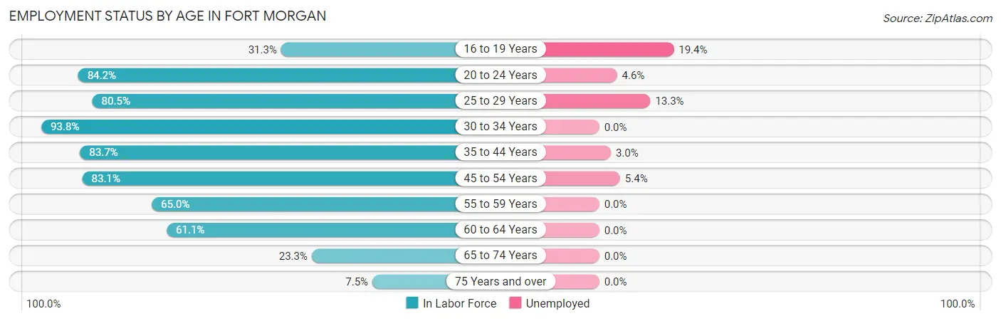 Employment Status by Age in Fort Morgan