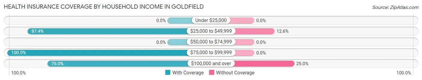 Health Insurance Coverage by Household Income in Goldfield
