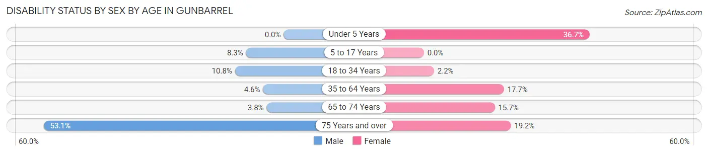 Disability Status by Sex by Age in Gunbarrel