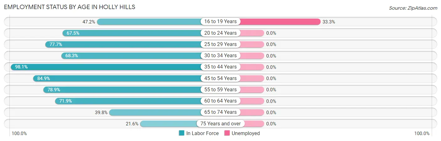 Employment Status by Age in Holly Hills