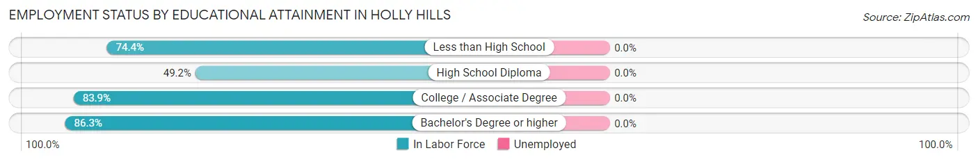 Employment Status by Educational Attainment in Holly Hills