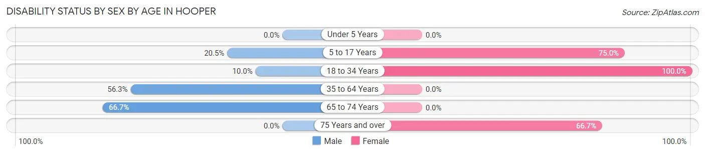 Disability Status by Sex by Age in Hooper