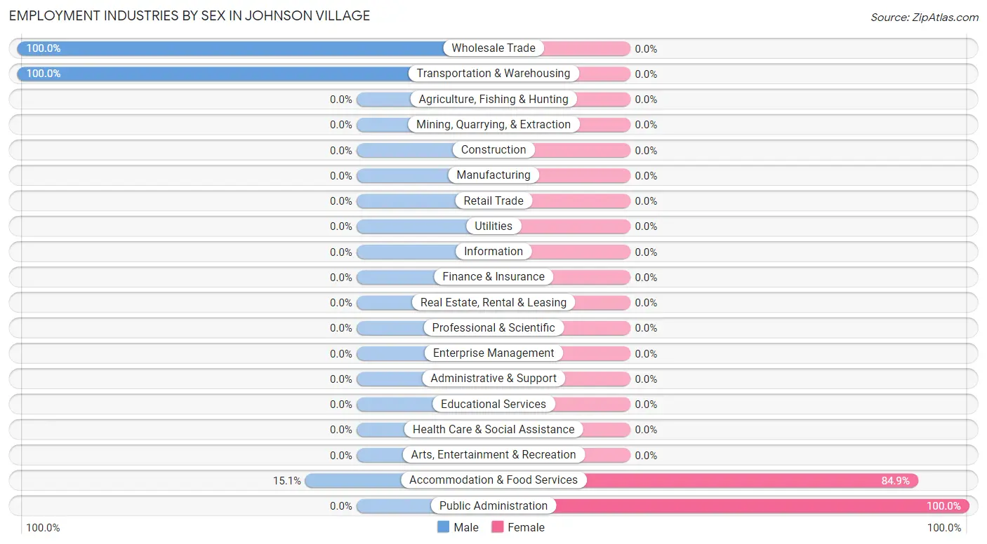 Employment Industries by Sex in Johnson Village