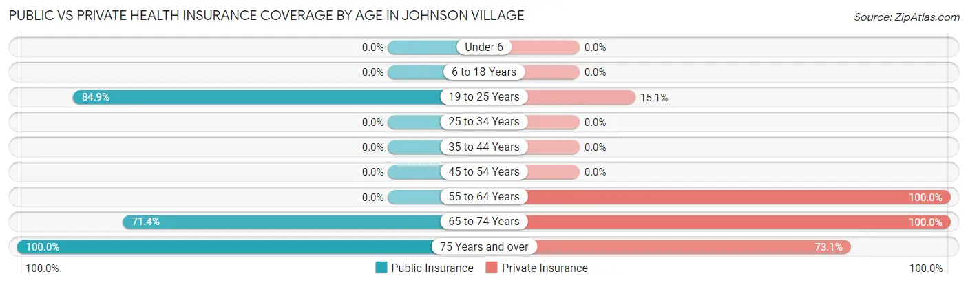 Public vs Private Health Insurance Coverage by Age in Johnson Village