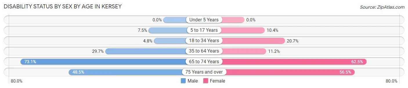 Disability Status by Sex by Age in Kersey