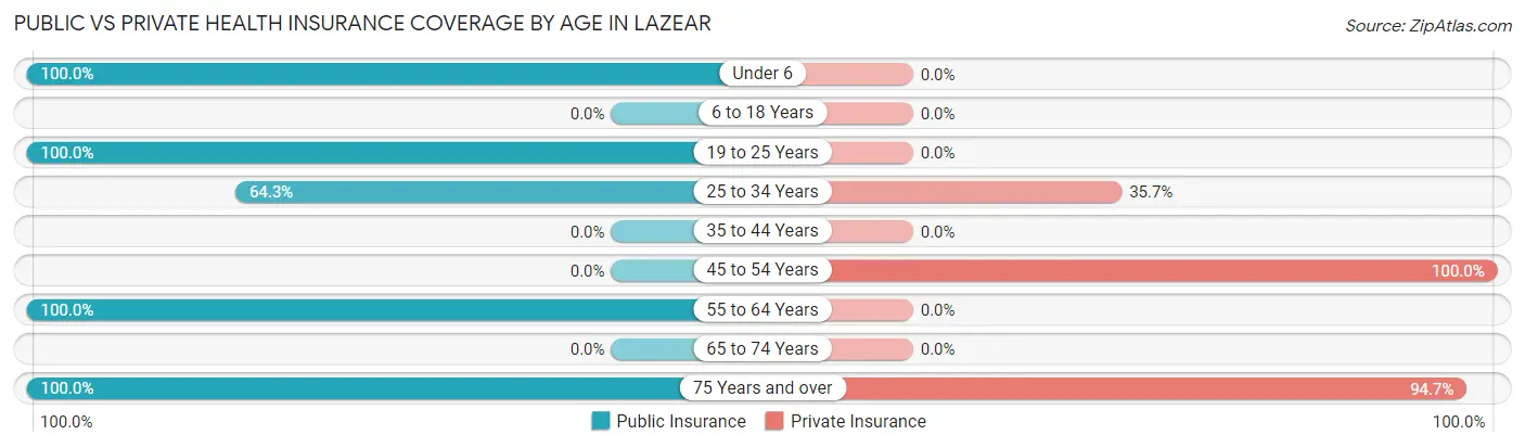 Public vs Private Health Insurance Coverage by Age in Lazear