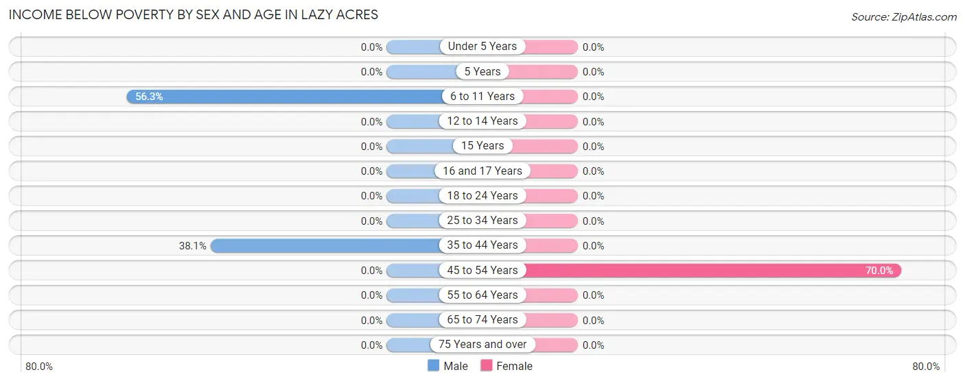 Income Below Poverty by Sex and Age in Lazy Acres