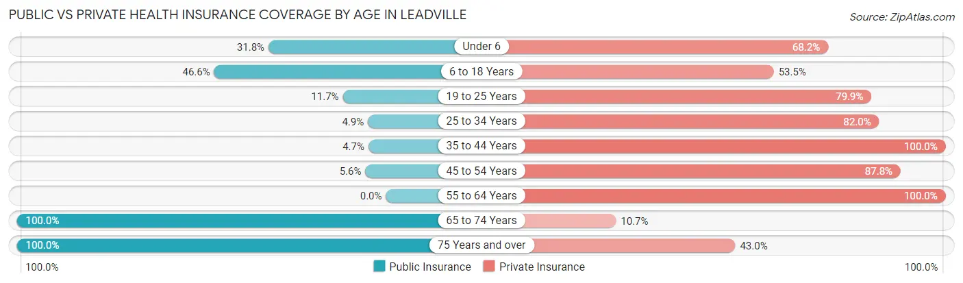 Public vs Private Health Insurance Coverage by Age in Leadville