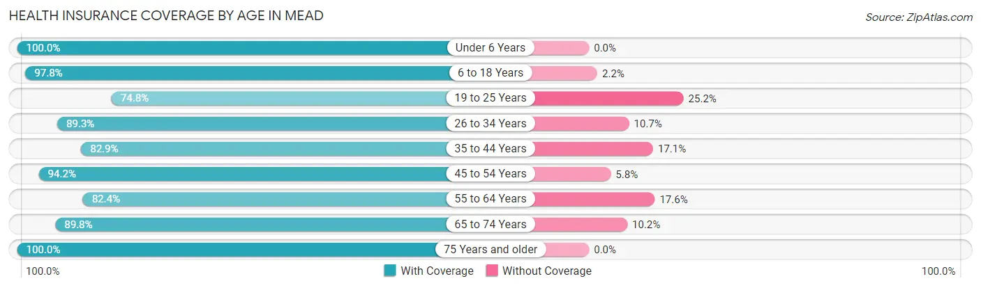 Health Insurance Coverage by Age in Mead