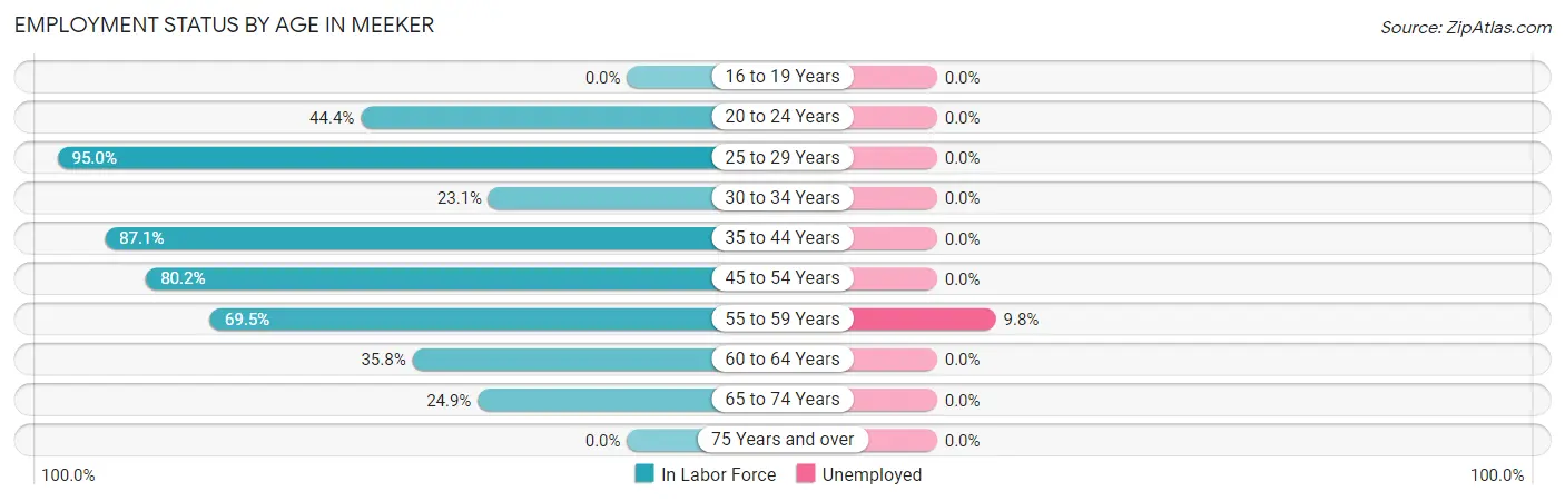 Employment Status by Age in Meeker