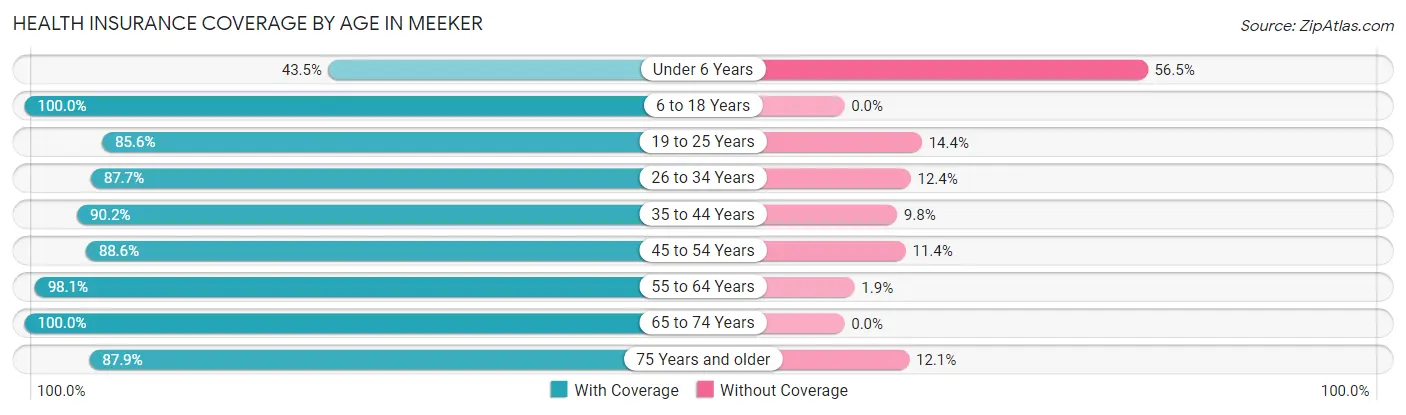 Health Insurance Coverage by Age in Meeker