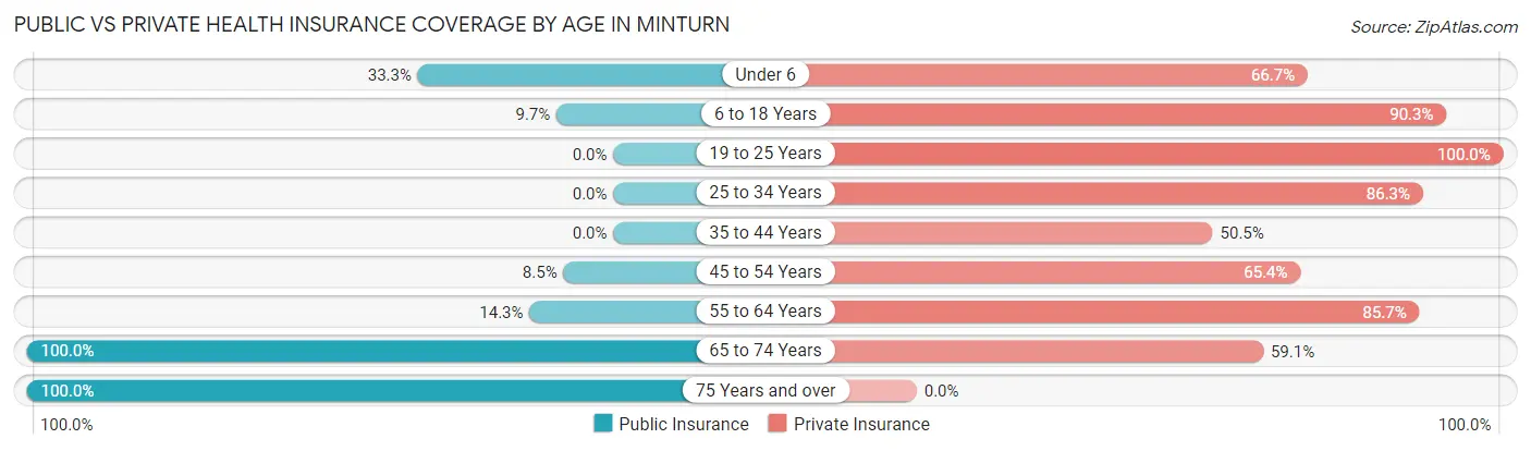 Public vs Private Health Insurance Coverage by Age in Minturn