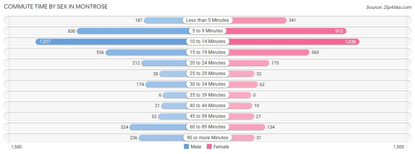 Commute Time by Sex in Montrose