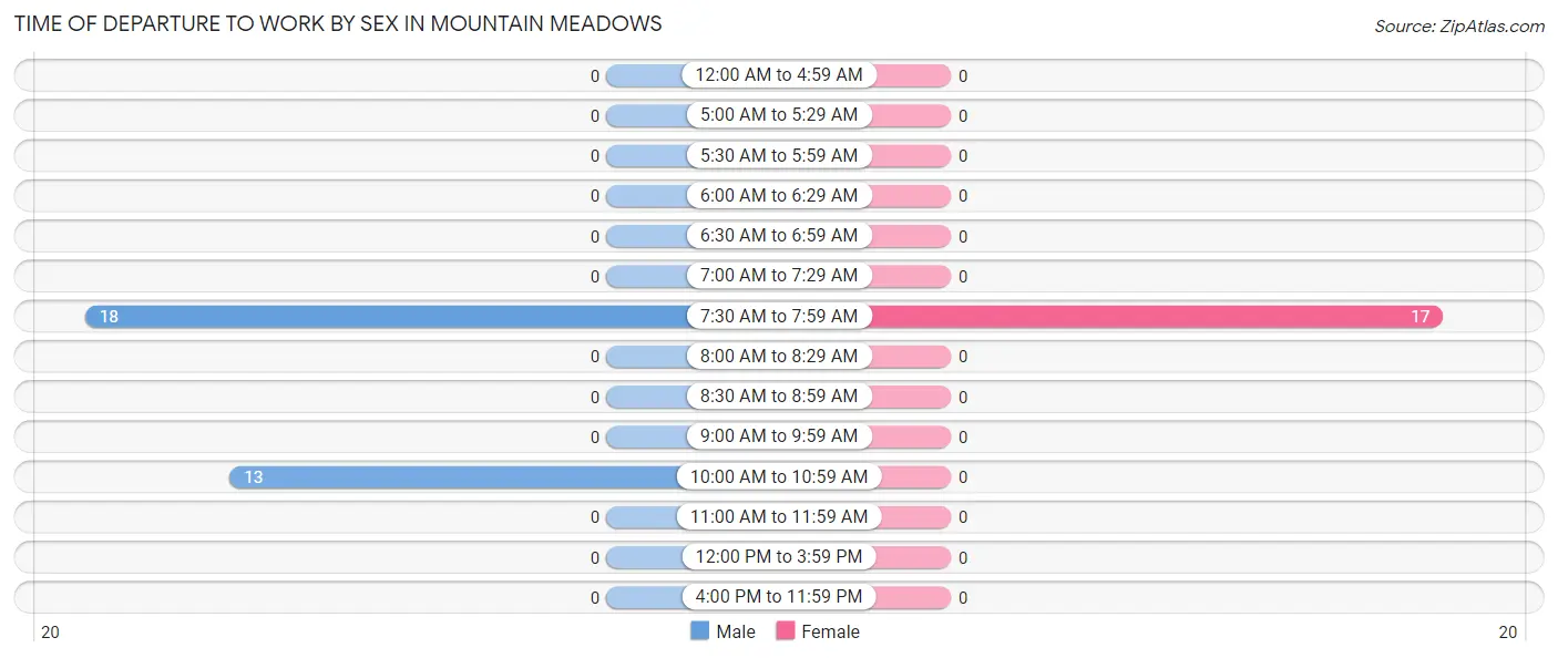 Time of Departure to Work by Sex in Mountain Meadows