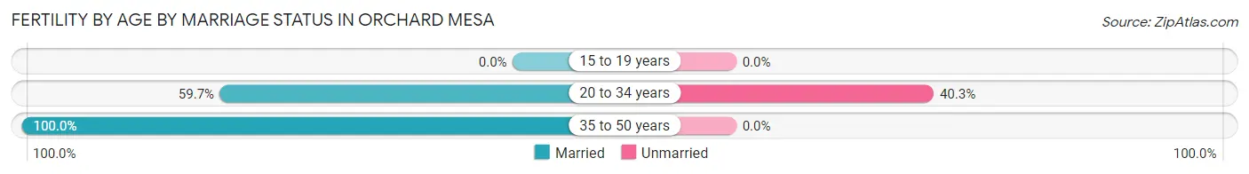 Female Fertility by Age by Marriage Status in Orchard Mesa