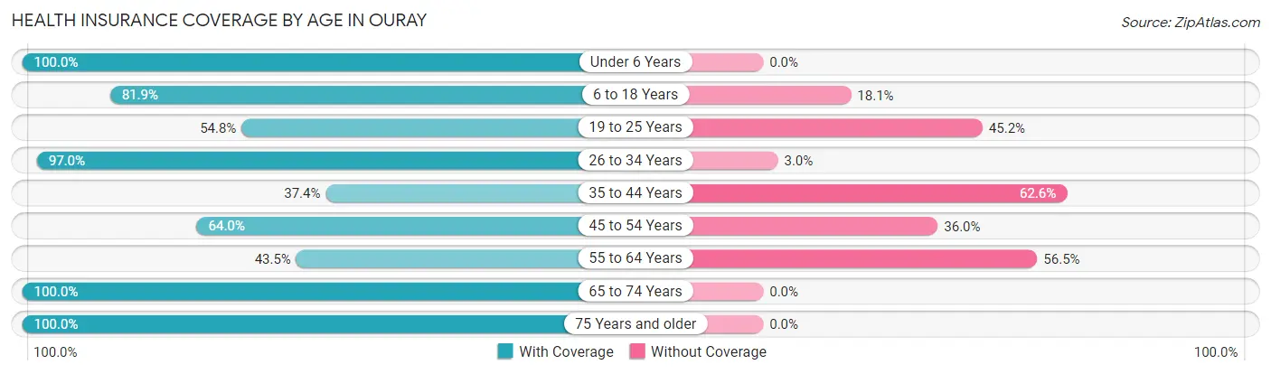 Health Insurance Coverage by Age in Ouray