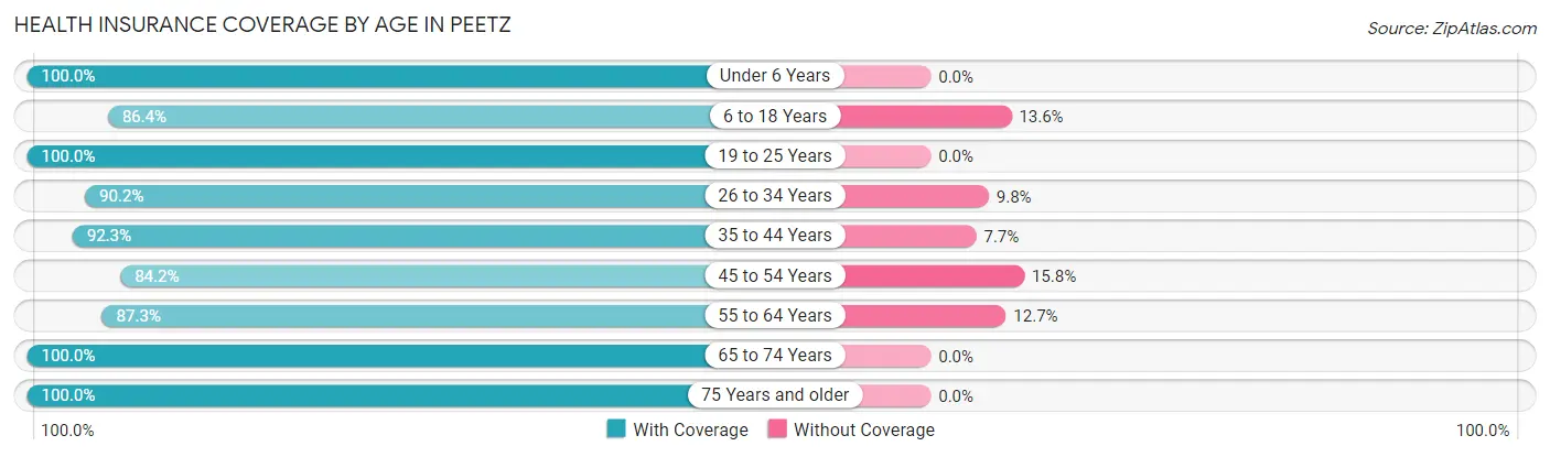 Health Insurance Coverage by Age in Peetz