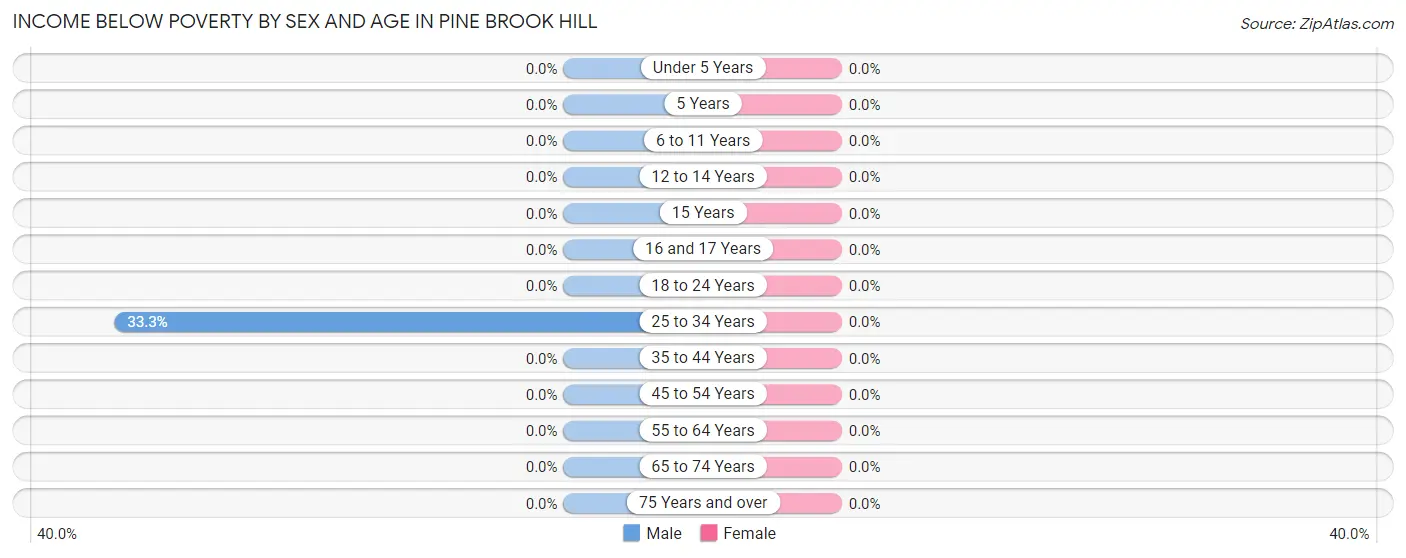 Income Below Poverty by Sex and Age in Pine Brook Hill