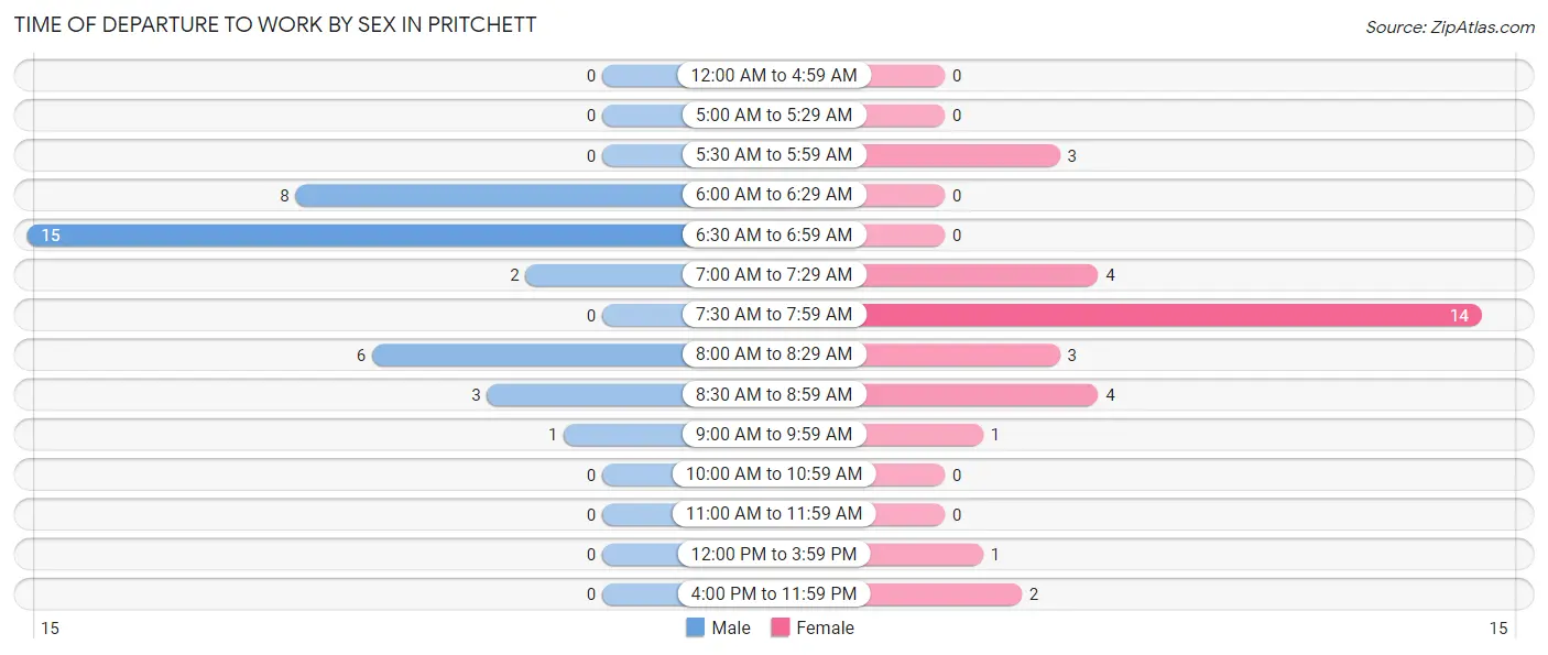 Time of Departure to Work by Sex in Pritchett