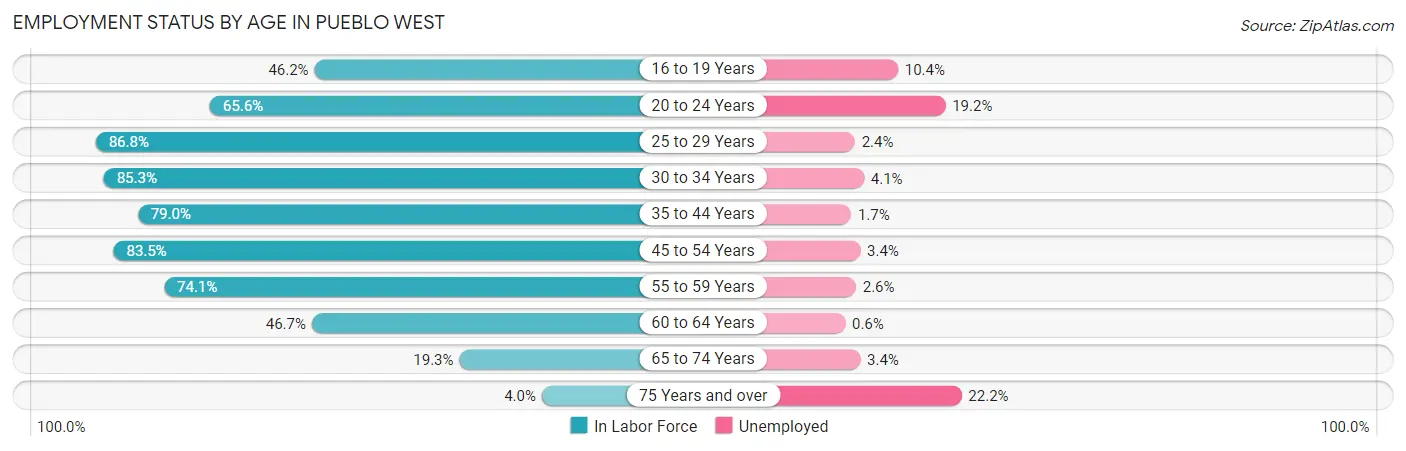 Employment Status by Age in Pueblo West