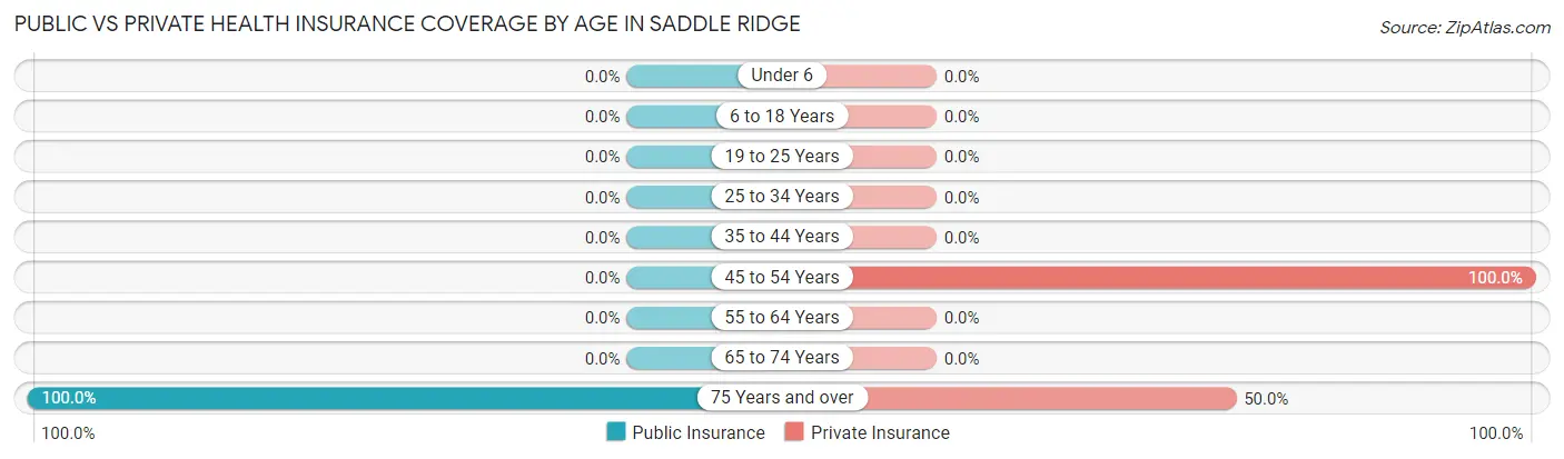 Public vs Private Health Insurance Coverage by Age in Saddle Ridge