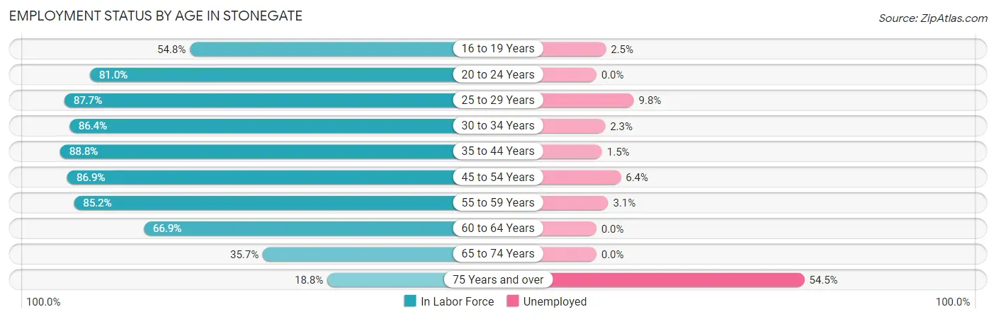 Employment Status by Age in Stonegate