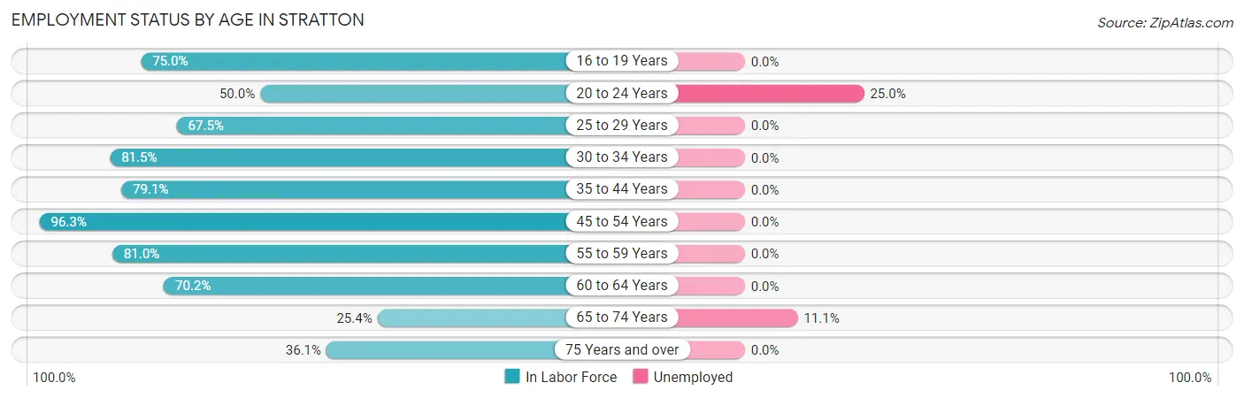 Employment Status by Age in Stratton