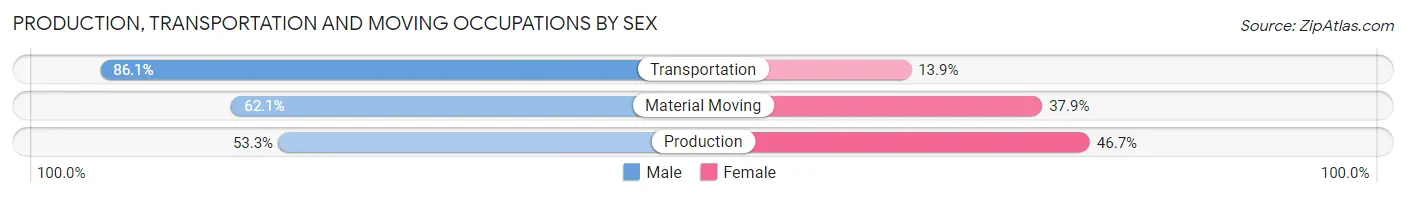 Production, Transportation and Moving Occupations by Sex in The Pinery
