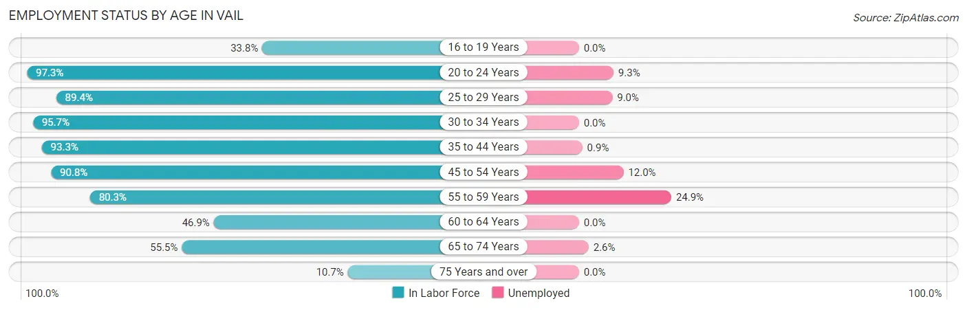 Employment Status by Age in Vail