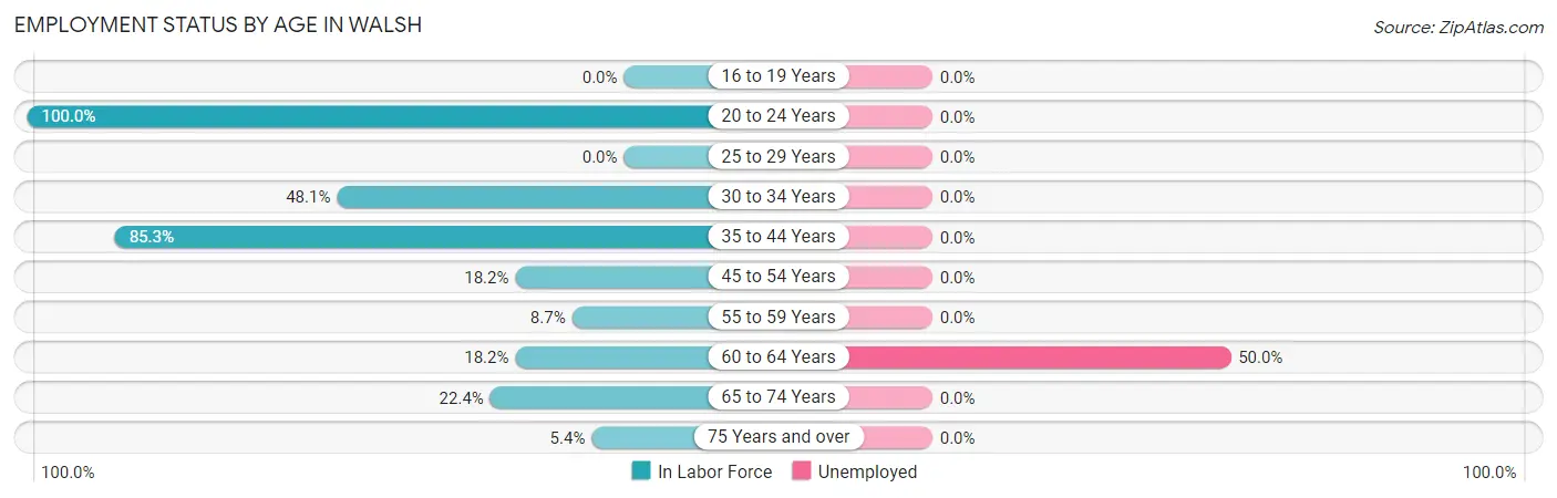 Employment Status by Age in Walsh