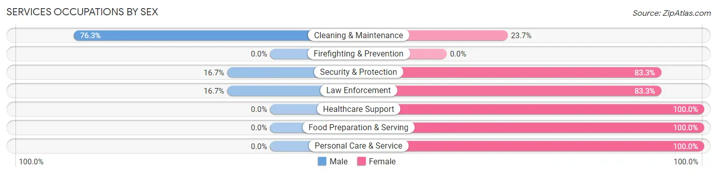 Services Occupations by Sex in Williamsburg